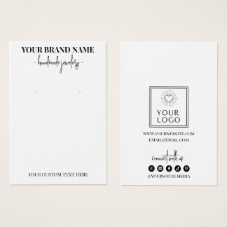 Modern Script Add Logo White Earring Display Cards