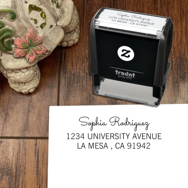 Modern Script Address Self Inking Rubber Stamp  (Creator Uploaded)