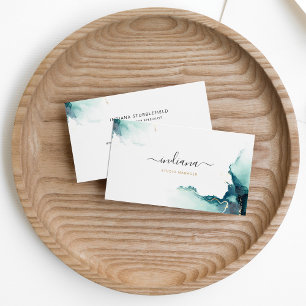 Modern Script Agate Monogram Name Business Card