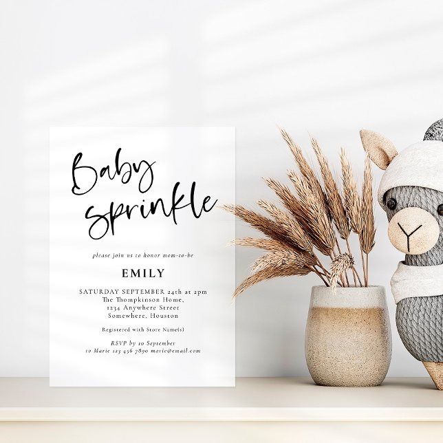 Modern Script Any Colour Baby Sprinkle Shower Invitation (Creator Uploaded)