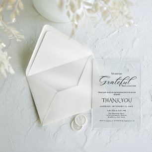Modern script appreciation party ,grateful party  acrylic invitations