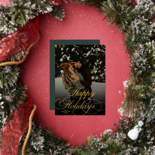 Modern Script & Arch 1 Photo Green Christmas Card