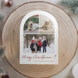 Modern Script Arch Family Photo Christmas Holiday Card