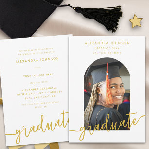 Modern Script Arch Photo Graduation Announcement