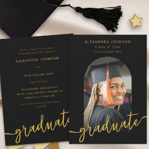 Modern Script Arch Photo Graduation Announcement
