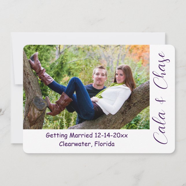Modern Script & Asymmetrical Photo Save the Date Invitation (Front)
