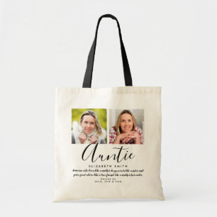 Modern Script Auntie Quote Photo Tote Bag