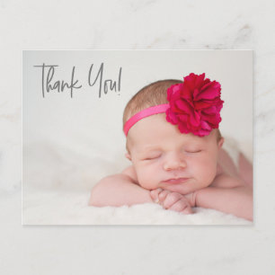 Modern script baby Boy Photo baby shower Postcard