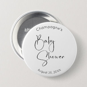 Modern Script Baby Shower 7.5 Cm Round Badge
