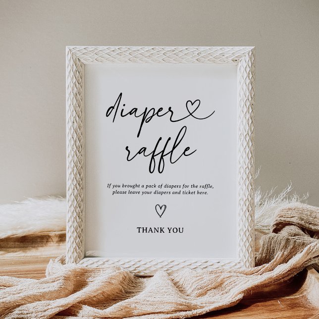 Modern Script Baby Shower Diaper Raffle Sign (Creator Uploaded)