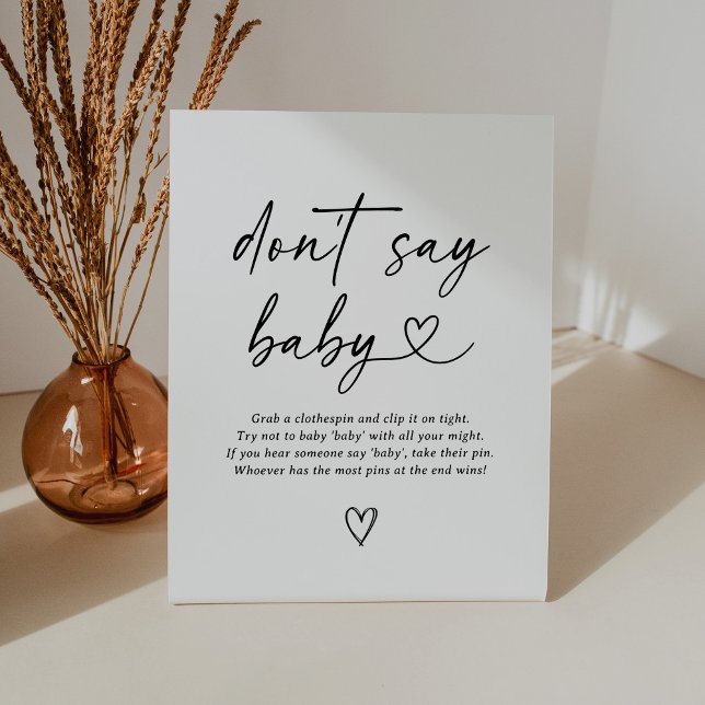 Modern Script Baby Shower Don't Say Baby Sign (Creator Uploaded)