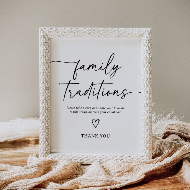 Modern Script Baby Shower Family Traditions Sign (Creator Uploaded)