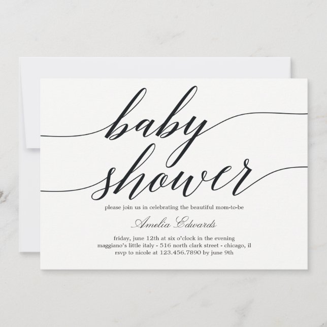 Modern Script Baby Shower Invitation (Front)