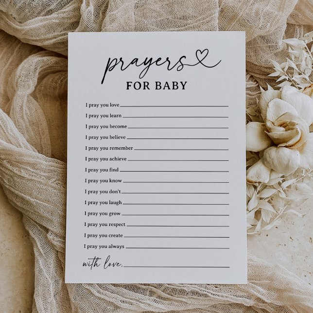 Modern Script Baby Shower Prayers For Baby Card (Creator Uploaded)