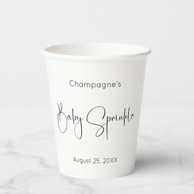 Modern Script Baby Sprinkle Paper Cups (Front)