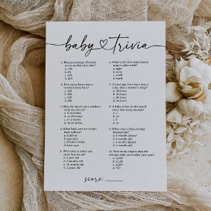 Modern Script Baby Trivia Baby Shower Game Invitation