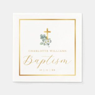 Modern Script Baptism Napkins Elegant Religious