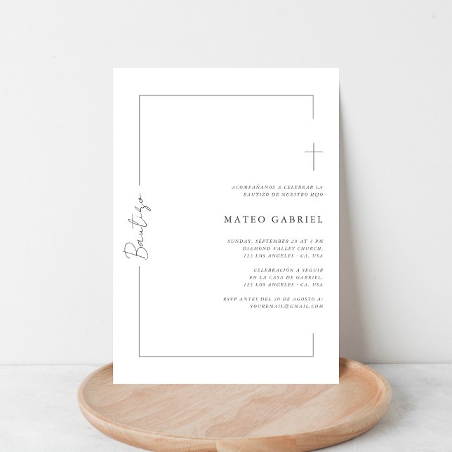 Modern Script  Bautizo Invitation in Spanish (Creator Uploaded)