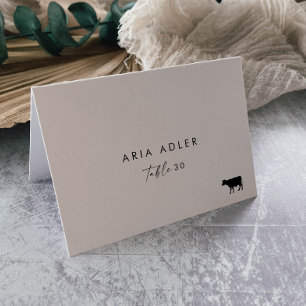 Modern Script Beef Menu Option Wedding Place Cards