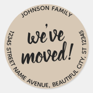Modern Script Beige We've Moved New Address Label