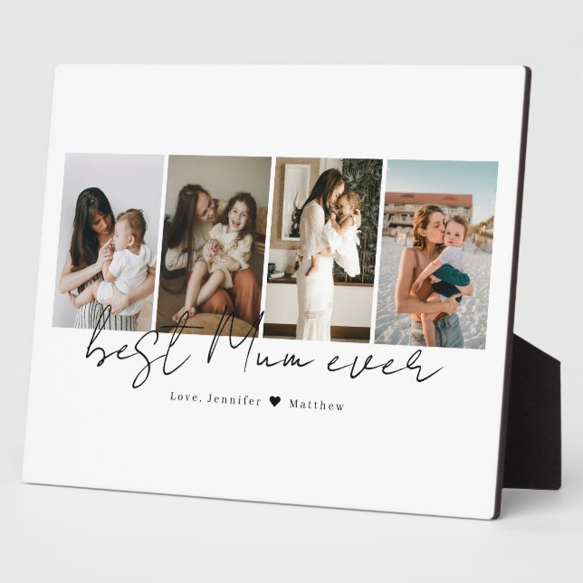 Modern Script Best Mum Ever 4 Photos, Mother's Day Plaque (Side)