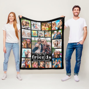 Modern Script BEST OF FRIENDS 19 Photo Collage Fleece Blanket