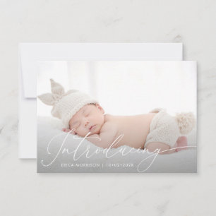 modern script birth announcement postcard
