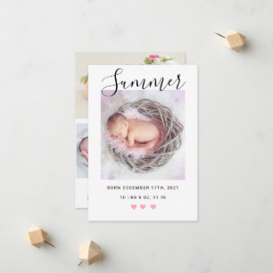 Modern Script Birth Announcement with Photos