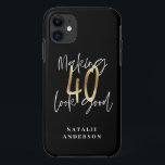 Modern script black and gold 40th birthday iPhone 11 case<br><div class="desc">Modern script black and gold 40th birthday gift. Part of a elegant stylish collection.</div>