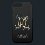 Modern script black and gold 40th birthday iPhone 8/7 case<br><div class="desc">Modern script black and gold 40th birthday gift. Part of a elegant stylish collection.</div>