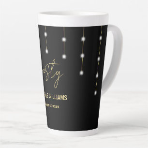 Modern Script Black And Gold Party Latte Mug