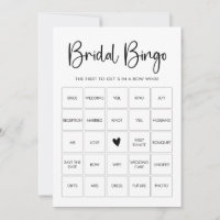 Modern Script Black and White Bingo Game Card