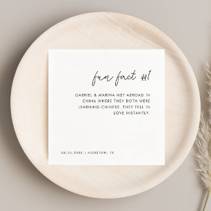 Modern Script Black and White Fun Fact # 1 Wedding Napkin