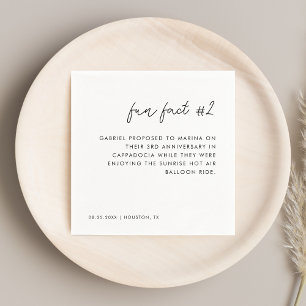 Modern Script Black and White Fun Fact # 2 Wedding Napkin
