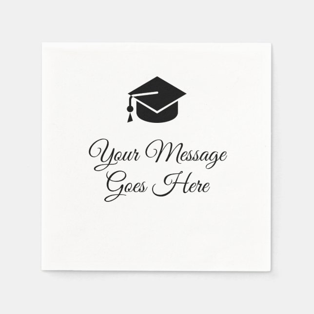 Modern Script Black and White Graduation Party  Napkin (Front)