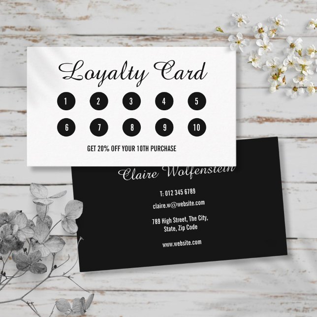 Modern Script Black and White Loyalty Card (Modern Script Black and White Loyalty Card)
