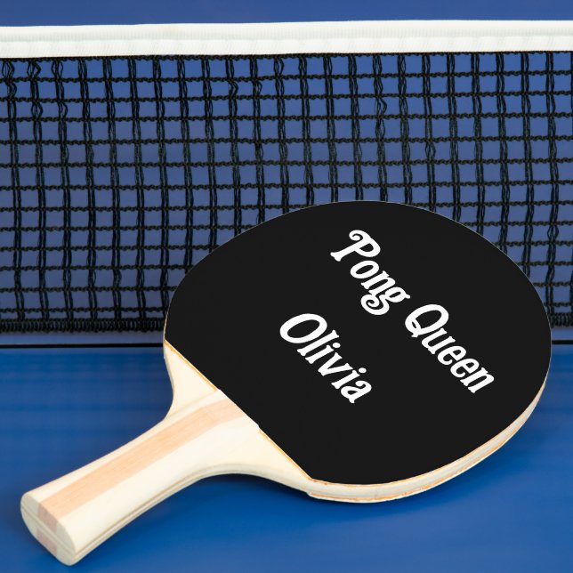 Modern Script Black And White Personalised Ping Pong Paddle (Insitu)