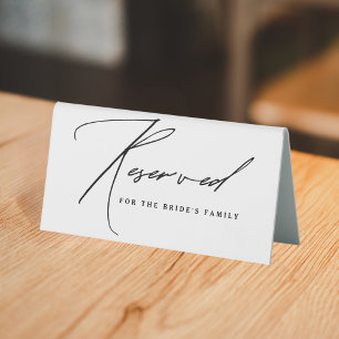Modern Script Black and White Wedding Reserved