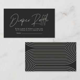 modern script black baby shower diaper raffle card