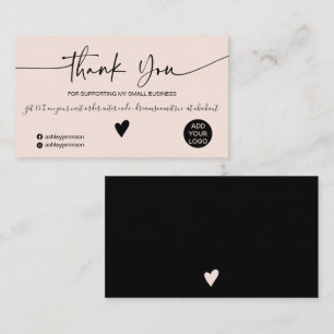 Modern script black blush pink order thank you business card