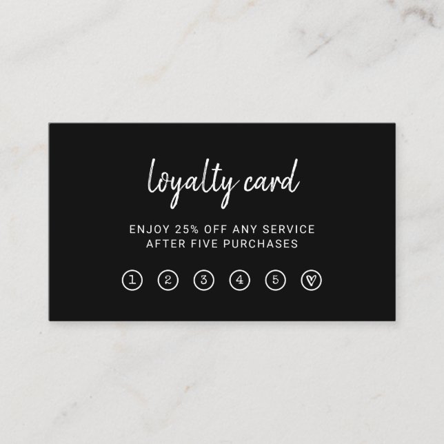 Modern Script Black | Elegant and Simple Loyalty Card (Front)