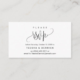 Modern Script, Black font, Party Celebration  RSVP Enclosure Card