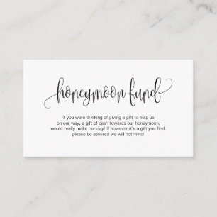 Modern script, Black font, Wedding Honeymoon Fund Enclosure Card