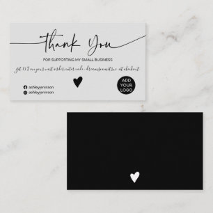 Modern script black grey order thank you business card