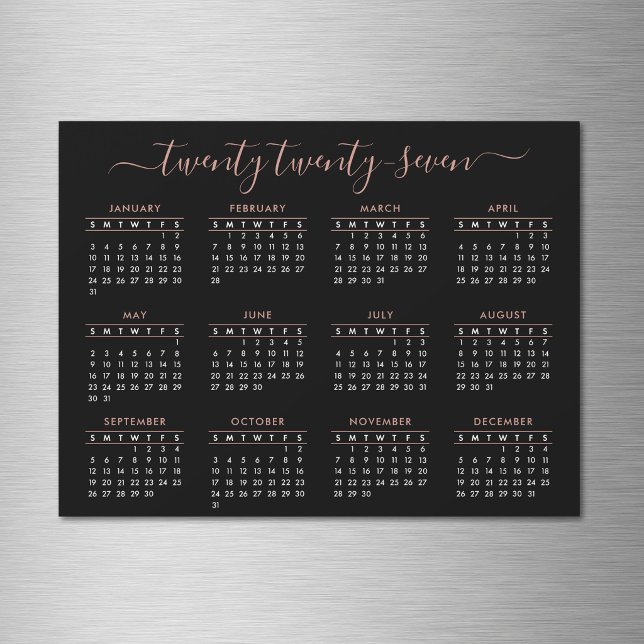 Modern Script Black Rose Gold 2025 Calendar (Creator Uploaded)