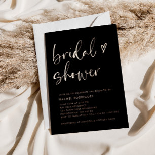 Modern Script Black Rose Gold Foil Bridal Shower 