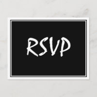 Modern Script Black RSVP Postcard