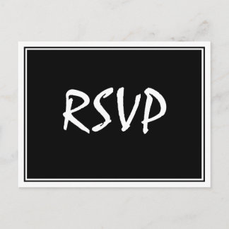 Modern Script Black RSVP Postcard
