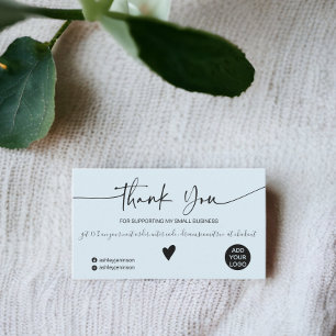 Modern script black teal blue order thank you business card