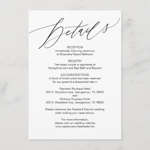 Modern Script, Black, Wedding Details Card